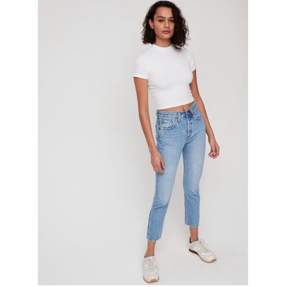 LEVI'S 501 Denim Memories Light Wash High Rise Skinny Cropped Jeans, Size 28 - Picture 4 of 6